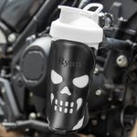 Manchon Bouteille en Cuir PU Personnalisé avec Nom Gravé sur Tête de Mort Cadedau pour Amoureux de Moto et Vélo