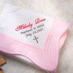 Coperta di battesimo personalizzata per neonati in cotone leggero goffrato e ricamato