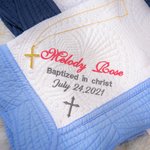 Coperta di battesimo personalizzata per neonati in cotone leggero goffrato e ricamato