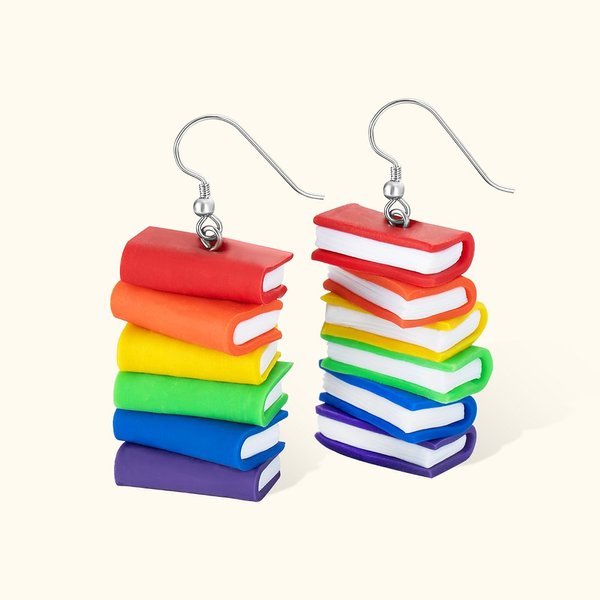 Personalised Rainbow LGBTQ Pride Flag Dangle Earrings