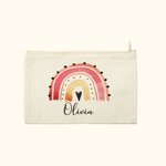 Gepersonaliseerd Canvas Regenboog Potloodetui met Naam voor School Stationery
