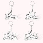 Porte-Clés Personnalisé avec Noms des 1-9 Loups Accessoire en Acier Inoxydable Cadeau Familial Fête des Pères Mères pour Papa Maman