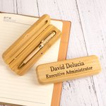 Set di penne a sfera e custodia in legno personalizzati con nome inciso accessorio elegante regalo perfetto per ogni occasione