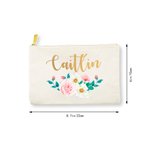 Sac de maquillage personnalisé avec nom et motif de rose pour cadeau de mariage et d'anniversaire.