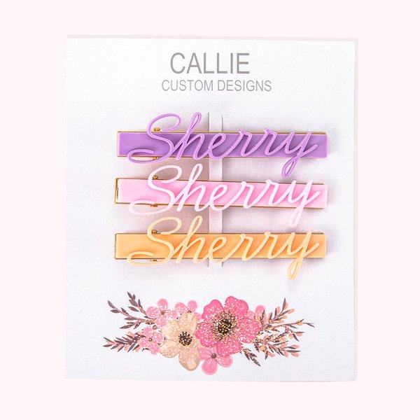 Personalisierte 3D-Druck-Name Haarspangen 3er-Set Mehrfarbiger Haarschmuck Geburtstag Geschenk für Mädchen Damen
