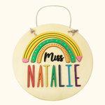 Personalised Round Teacher Name Sign Gift for Teachers Back to School