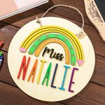 Personalised Round Teacher Name Sign Gift for Teachers Back to School