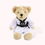 Ours en Peluche Personnalisé avec Texte en Uniforme de Taekwondo Cadeau Anniversaire pour Amateur de Taekwondo