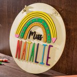 Personalised Round Teacher Name Sign Gift for Teachers Back to School