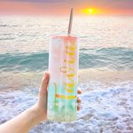 Personalised 20 OZ Stainless Steel Gradient Colour Tumbler with Lids and Straws