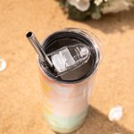 Personalised 20 OZ Stainless Steel Gradient Colour Tumbler with Lids and Straws