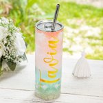 Personalised 20 OZ Stainless Steel Gradient Colour Tumbler with Lids and Straws