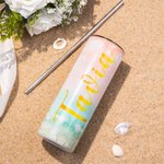 Personalised 20 OZ Stainless Steel Gradient Colour Tumbler with Lids and Straws