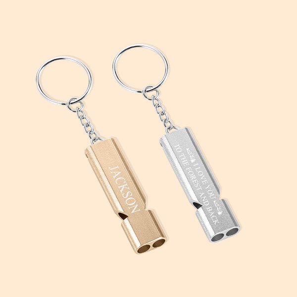 Personalised Emergency Survival Stainless Steel Whistle Keyring