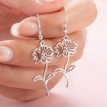 Pendientes Colgantes Personalizados Flor de Nacimiento Regalos para Ella