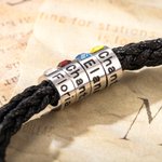 Personalised Men's Braided Leather Birthstone Bracelet with Name