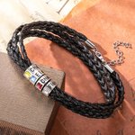 Personalised Men's Braided Leather Birthstone Bracelet with Name