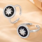 Bague d'anxiété personnalisée en pierre précieuse motif soleil
