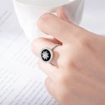 Bague d'anxiété personnalisée en pierre précieuse motif soleil