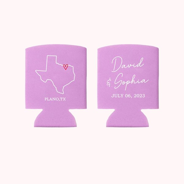 Personalised US State Map Beer Can Cooler for Wedding