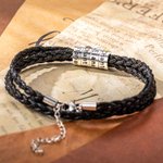 Personalised Men's Braided Leather Birthstone Bracelet with Name