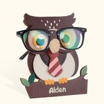 Personalized Wooden Owl Eyeglasses Holder for Desk