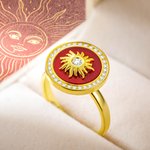 Bague d'anxiété personnalisée en pierre précieuse motif soleil