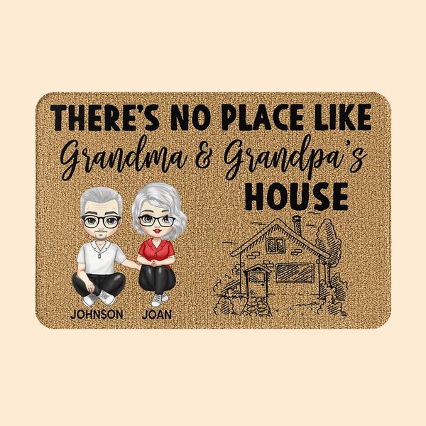Personalizzato There's No Place Like Home Zerbino a tema coppia Decorazione per la casa Regalo di compleanno per nonno nonna