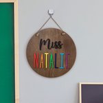 Personalised Round Teacher Name Sign Gift for Teachers Back to School