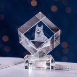 Personalised 3D Photo Engraved Cube Crystal Gift for Loved One