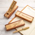 Personalised Natural Wood Ballpoint Pen & Case Set