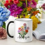 Personalised Birth Flower Bouquet 11oz Ceramic Coffee Mug Mother's Day Birthday Gift for Grandma Mom