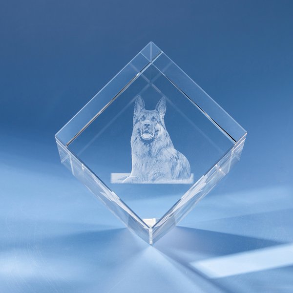 Regalo personalizzato in cristallo cubo inciso con foto 3D per la persona amata