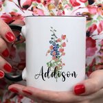 Personalised Birth Flower Bouquet 11oz Ceramic Coffee Mug Mother's Day Birthday Gift for Grandma Mom