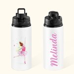 Gepersonaliseerd Ballet Meisje 20oz Food Grade roestvrij staal waterfles met handvat en naam Verjaardag terug naar school Gift voor kinderen dansliefh