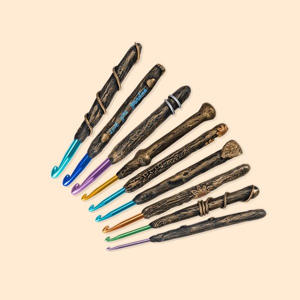 Personalised Magic Wand Crochet Hooks with 14 Different Sizes Sewing Tools Accessories Christmas Gift for Tailor Handicraft Lover
