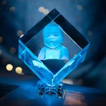 Personalized 3D Photo Engraved Cube Crystal Gift for Loved One Anniversary Gift