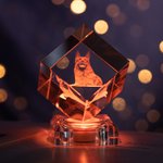 Cubo de cristal personalizado con foto grabada en 3D para regalar a un ser querido