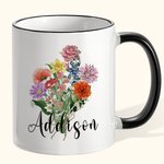 Personalised Birth Flower Bouquet 11oz Ceramic Coffee Mug Mother's Day Birthday Gift for Grandma Mom