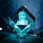 Personalized 3D Photo Engraved Cube Crystal Gift for Loved One Anniversary Gift