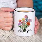 Personalised Birth Flower Bouquet 11oz Ceramic Coffee Mug Mother's Day Birthday Gift for Grandma Mom