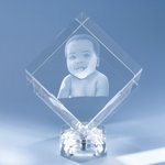 Personalized 3D Photo Engraved Cube Crystal Gift for Loved One Anniversary Gift