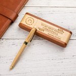 Personalised Natural Wood Ballpoint Pen & Case Set