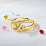 Bague Fede Personnalisée avec Pierre de Naissance Bague de Foi pour Mariés Cadeau de Mariage