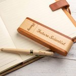 Personalised Natural Wood Ballpoint Pen & Case Set