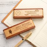 Personalised Natural Wood Ballpoint Pen & Case Set