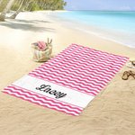 Serviette de plage personnalisée rayée avec nom - sans danger pour la peau