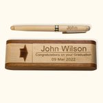 Personalised Natural Wood Ballpoint Pen & Case Set