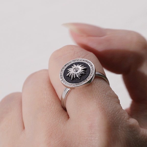Bague d'anxiété personnalisée en pierre précieuse motif soleil