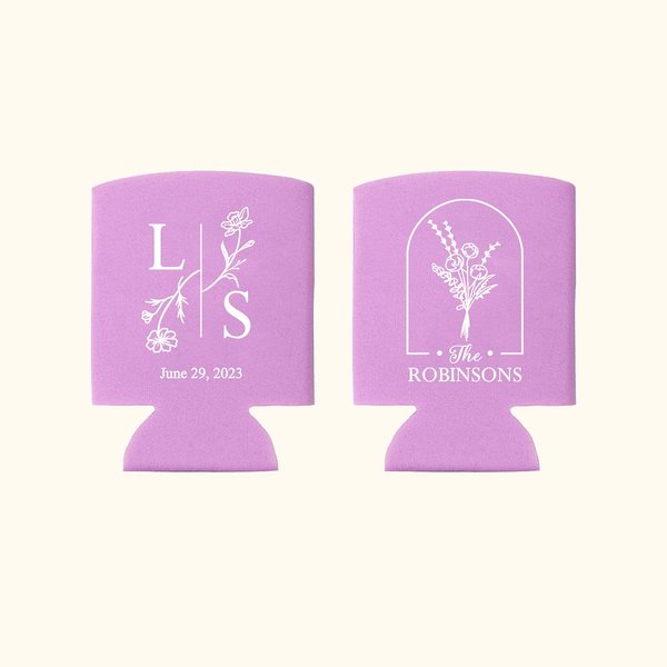 Personalised Birth Flower Beer Can Cooler for Wedding